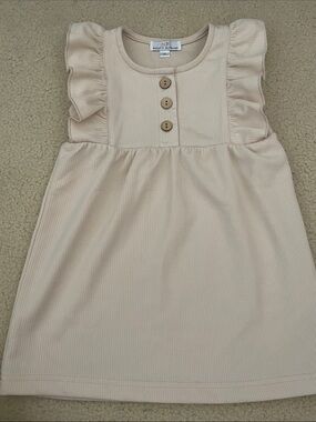 Bailey’s Blossoms Cream Ribbed Ruffle Sleeve Dress
